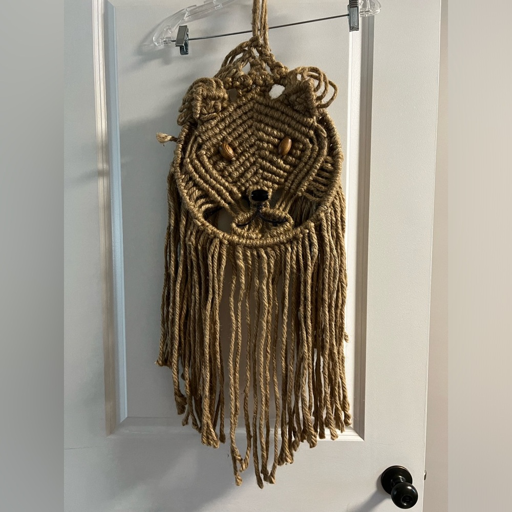 Vintage Macramé Lion Head Room Decor